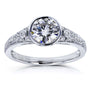 Kobelli Round Forever One DEF Moissanite and Diamond Bezel Vintage Engagement Ring 1 CTW in 14k White Gold