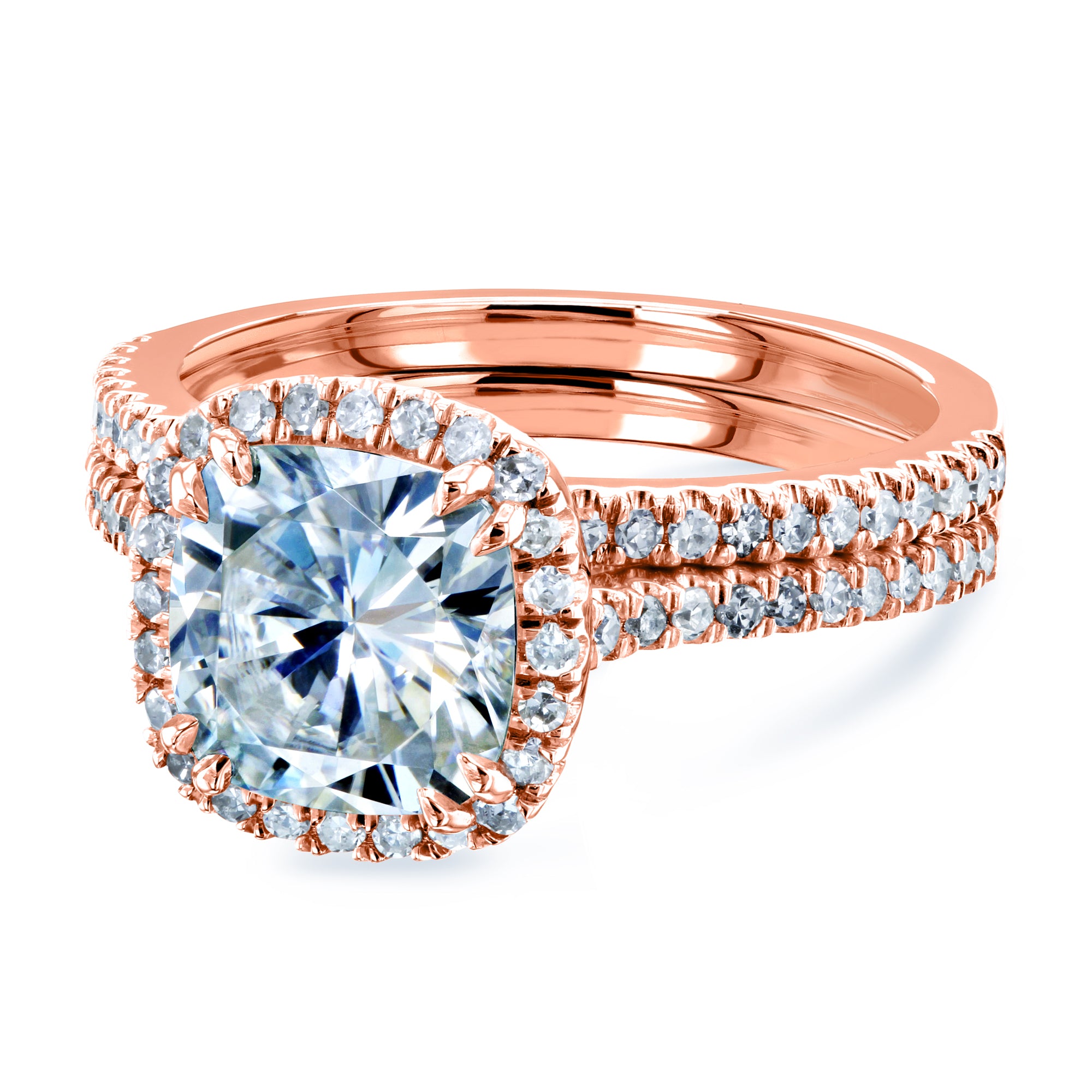 2.4 Carat Moissanite Cushion Capri Bridal Set