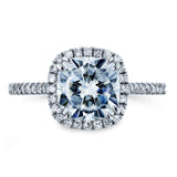 Kobelli Forever One Cushion Moissanite and Diamond Halo Engagement Ring 2 1/4 CTW 14k White Gold (DEF/VS, GH/I)