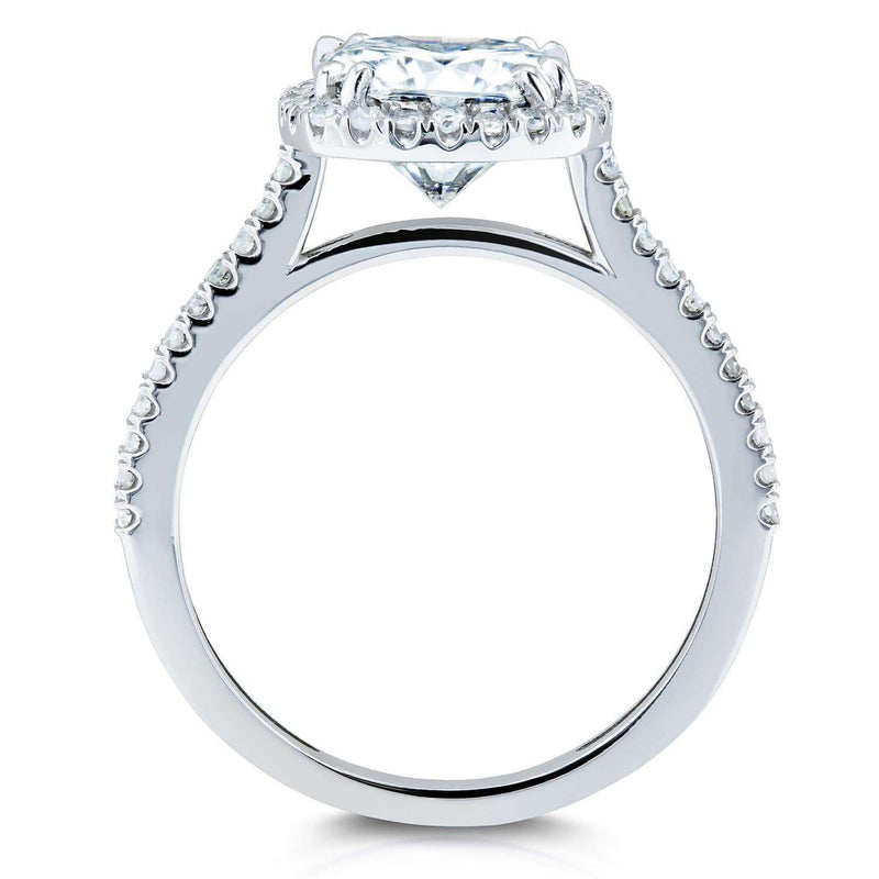 Kobelli Forever One Cushion Moissanite and Diamond Halo Engagement Ring 2 1/4 CTW 14k White Gold (DEF/VS, GH/I)