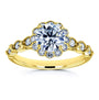 Kobelli Round Moissanite and Diamond Floral Engagement Ring 1 1/3 CTW 14k Yellow Gold (HI/VS, GH/I)
