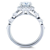 Kobelli Round Moissanite and Diamond Floral Engagement Ring 1 1/3 CTW 14k White Gold (HI/VS, GH/I)
