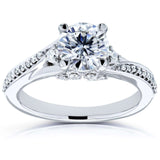 Kobelli fancy indstilling diamant bypass forlovelsesring 14k hvidguld