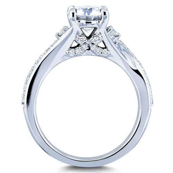 Kobelli Moissanite and Diamond Bypass Ring 14k White Gold