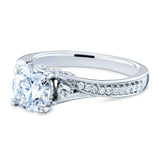 Kobelli fancy inställning diamant bypass förlovningsring 14k vitguld