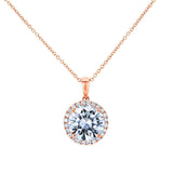 Kobelli Moissanite and Lab Diamond Halo Necklace MZ61757LG/R