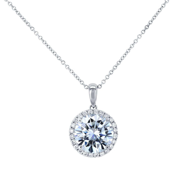 Kobelli Moissanite and Lab Diamond Halo Necklace MZ61757LG/W