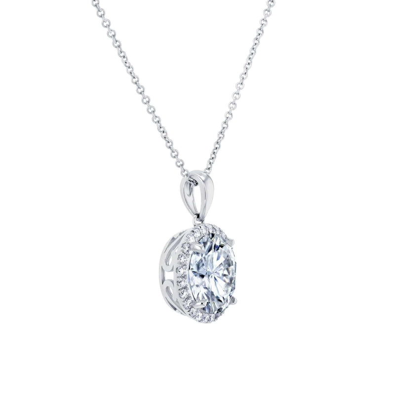 Kobelli Moissanite and Natural Diamond Halo Necklace