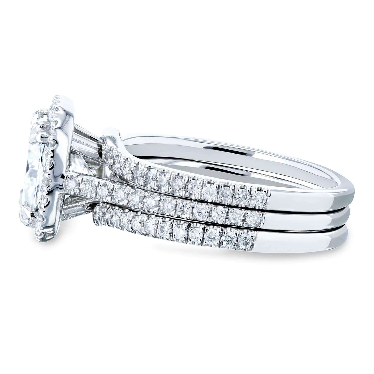 Kobelli Cushion Forever One Moissanite and Diamond Halo Bridal Rings Set 2 1/2 CTW 14k White Gold (DEF/VS, GH/I)