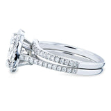 Conjunto de anéis de noiva Kobelli Cushion Moissanite e diamante Halo 2 2/5 CTW ouro branco 14k (DEF/VS, GH/I)