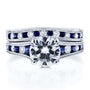 Kobelli Forever One (D-F) Moissanite Bridal Set with Diamond and Sapphire 2 7/8 Carat in 14k White Gold