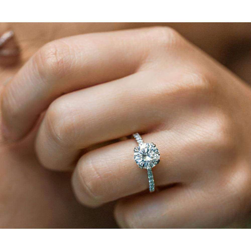 Kobelli Moissanite and Lab Grown Diamond Engagement Ring 2 1/10 CTW 14k White Gold (HI/VS, DEF/VS)