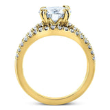 Kobelli Forever One Moissanite och labbodlade diamantbröllopsringar set 2 1/3 CTW 14k gult guld (DEF/VS)