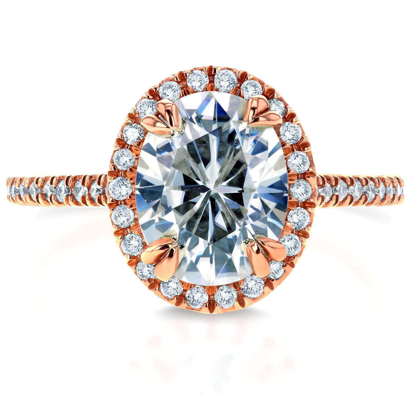 Kobelli Forever One Oval Moissanite and Diamond Halo Engagement Ring 2 1/3 CTW 14k Rose Gold (DEF/VS, GH/I)