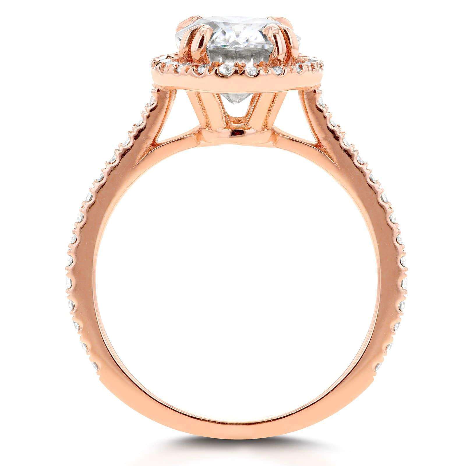 Kobelli Forever One Oval Moissanite and Diamond Halo Engagement Ring 2 1/3 CTW 14k Rose Gold (DEF/VS, GH/I)