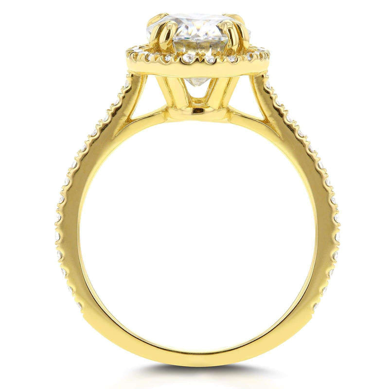 Kobelli Forever One Oval Moissanite and Diamond Halo Engagement Ring 2 1/3 CTW 14k Yellow Gold (DEF/VS, GH/I)