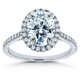 Kobelli Forever One Oval Moissanite and Diamond Halo Engagement Ring 2 1/3 CTW 14k White Gold (DEF/VS, GH/I)