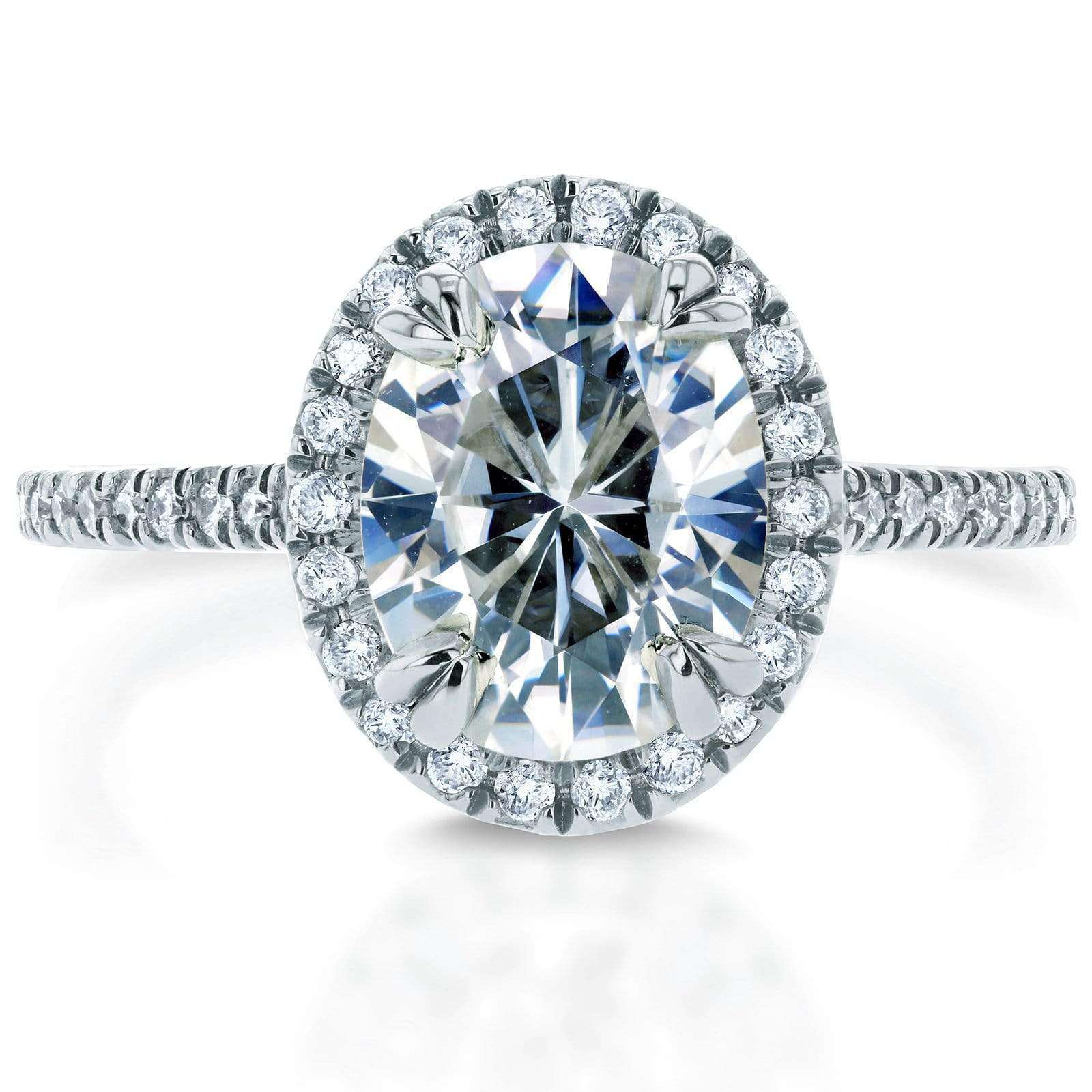 Kobelli Forever One Oval Moissanite and Diamond Halo Engagement Ring 2 1/3 CTW 14k White Gold (DEF/VS, GH/I)