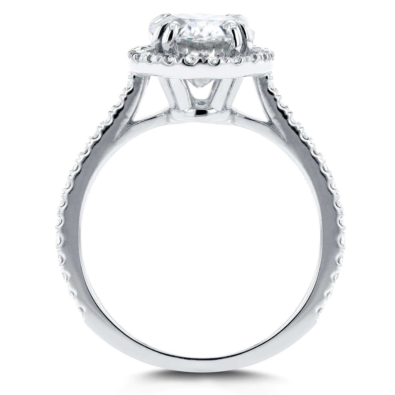 Kobelli Forever One Oval Moissanite and Diamond Halo Engagement Ring 2 1/3 CTW 14k White Gold (DEF/VS, GH/I)