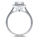 Anel de noivado Kobelli Forever One oval moissanite e diamante Halo 2 1/3 CTW ouro branco 14k (DEF/VS, GH/I)