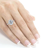 Kobelli Forever One Oval Moissanite and Diamond Halo Engagement Ring 2 1/3 CTW 14k White Gold (DEF/VS, GH/I)