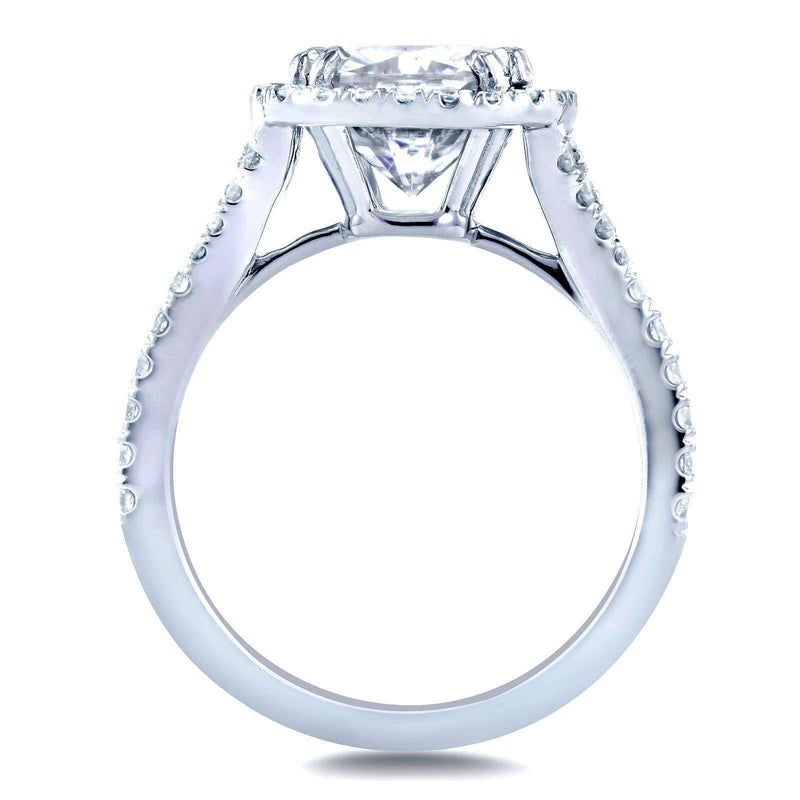 Kobelli Cushion Forever One Moissanite Halo Bridal Rings 4 CTW CTW Platinum (3 Piece Set)