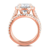 Kobelli 4 karat diamant & moissanite halo ring