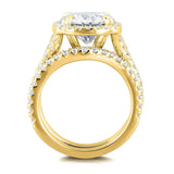 Kobelli 4 karat diamant & moissanite halo ring