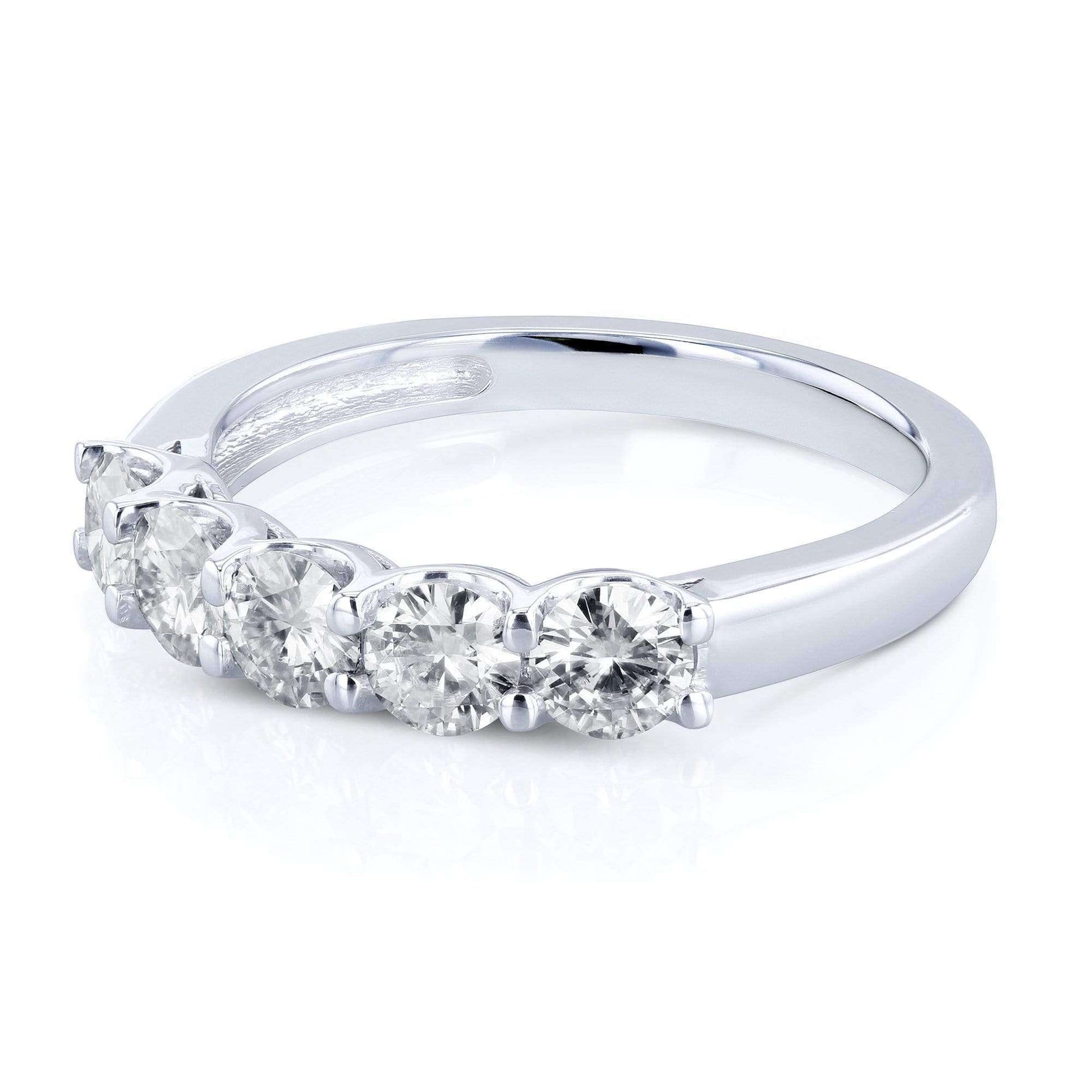 Kobelli 5 Stone Colorless Round Moissanite 14k Gold Band (4/5 CTW)