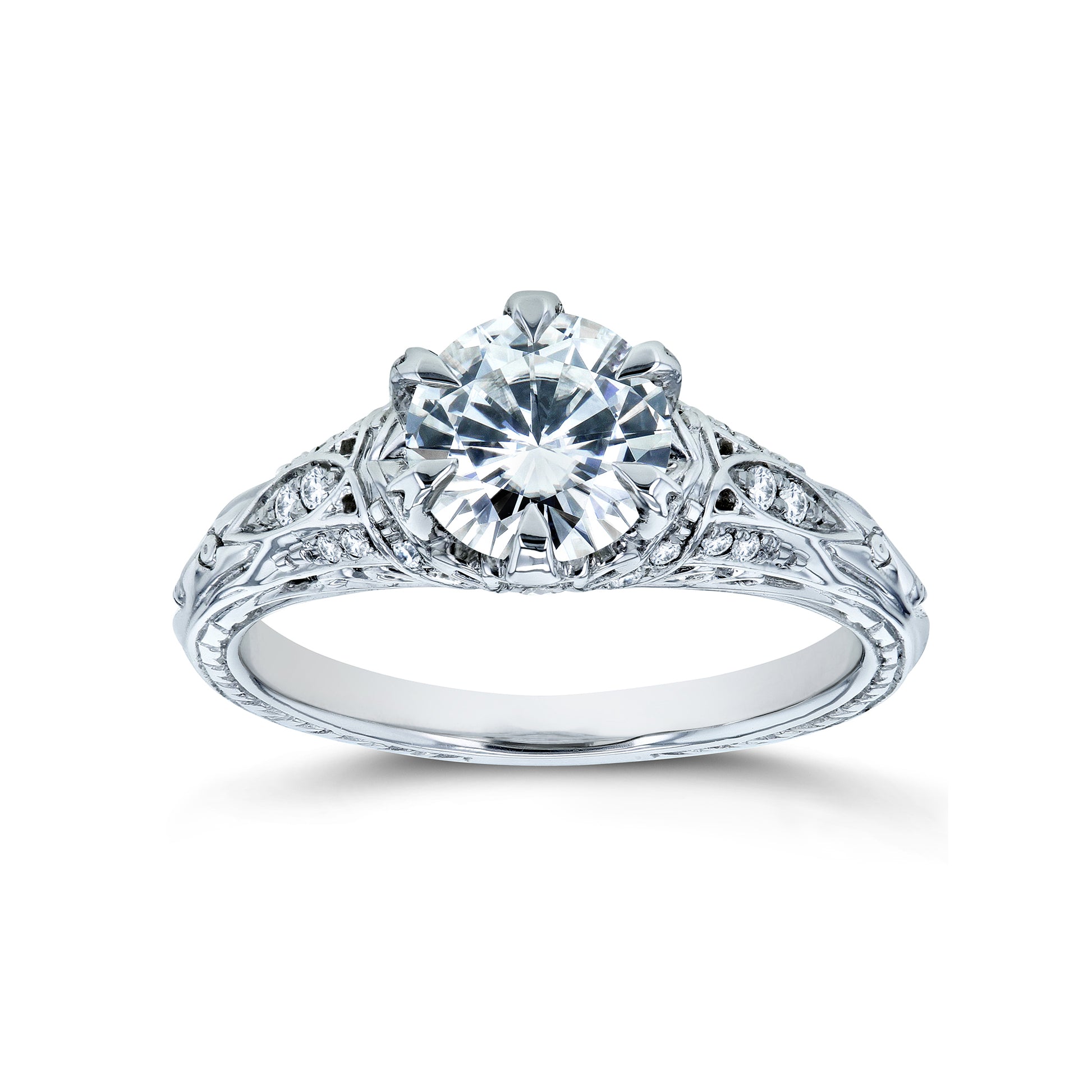1.16 Carat Moissanite 6-Prong Ornate Ring