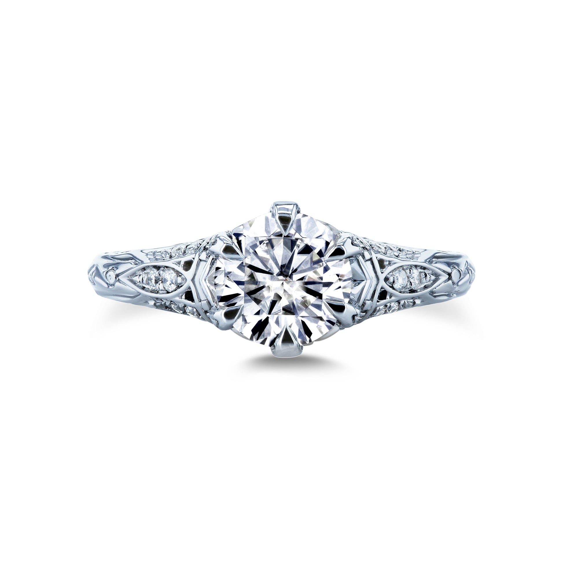 1.16 Carat Moissanite 6-Prong Ornate Ring