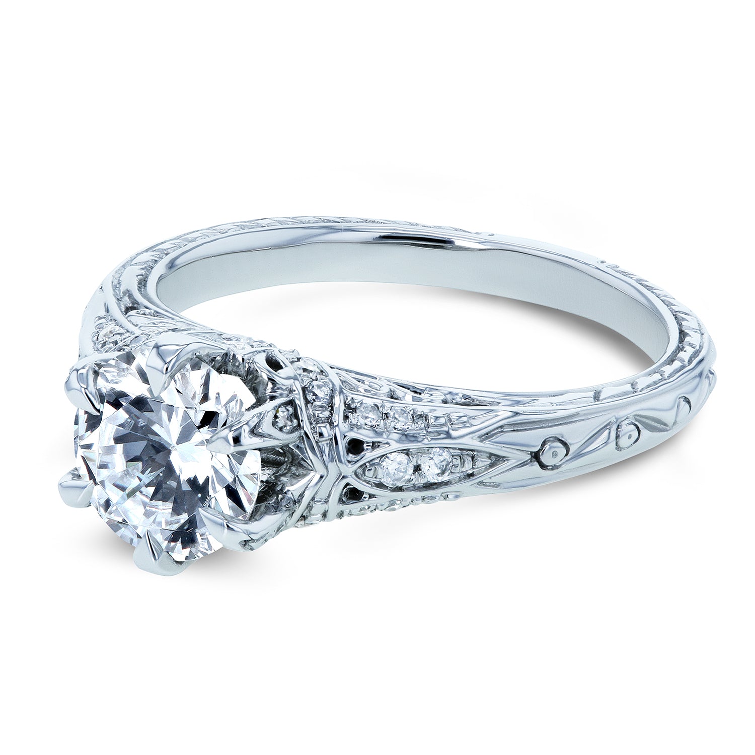 1.16 Carat Moissanite 6-Prong Ornate Ring