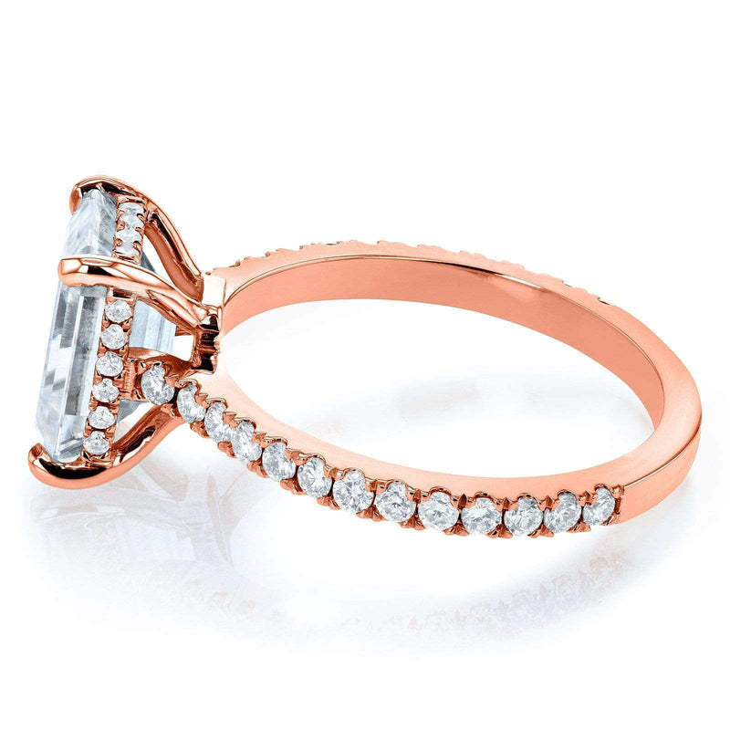 Kobelli Emerald-cut Forever One Moissanite and Diamond Engagement Ring 2 7/8 CTW 14k Rose Gold