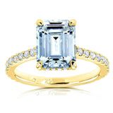 Kobelli Emerald-cut Forever One Moissanite og diamant forlovelsesring 2 7/8 CTW 14k gul guld