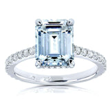 Kobelli Emerald-cut Forever One Moissanite og diamant forlovelsesring 2 7/8 CTW 14k hvitt gull