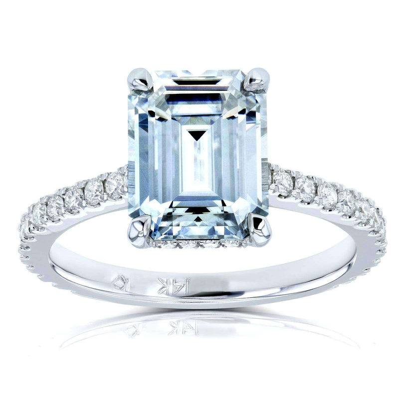Kobelli Emerald-cut Forever One Moissanite and Diamond Engagement Ring 2 7/8 CTW 14k White Gold