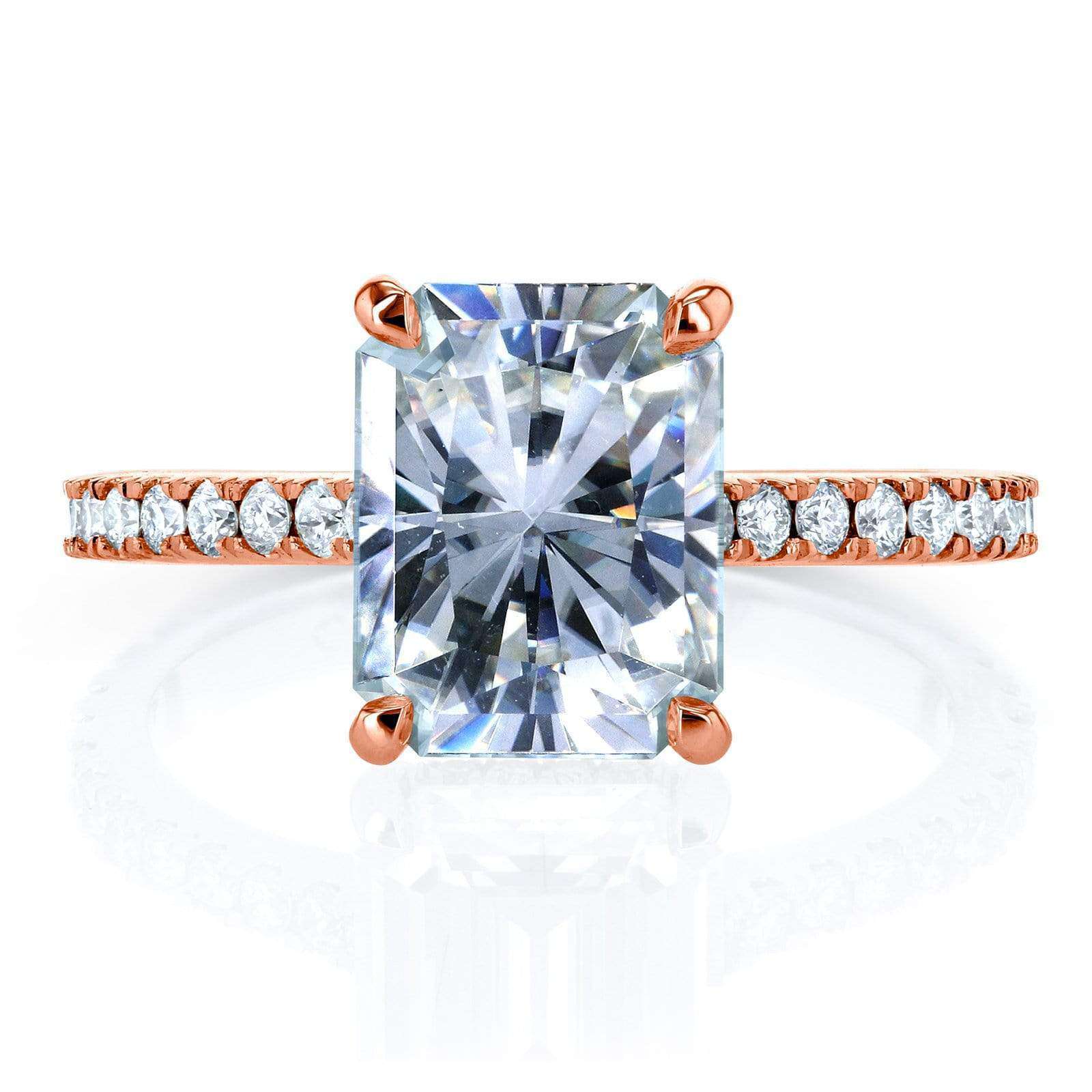 3.1 Carat Moissanite Radiant Drop Halo Tully Ring