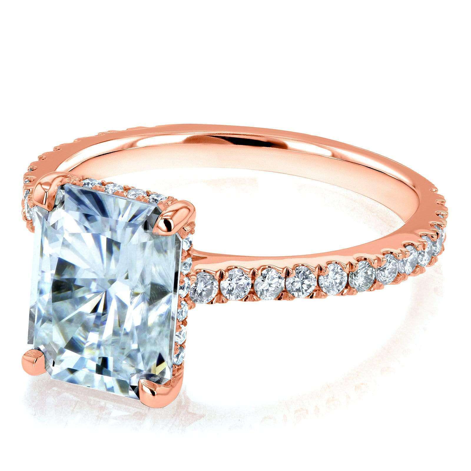 3.1 Carat Moissanite Radiant Drop Halo Tully Ring
