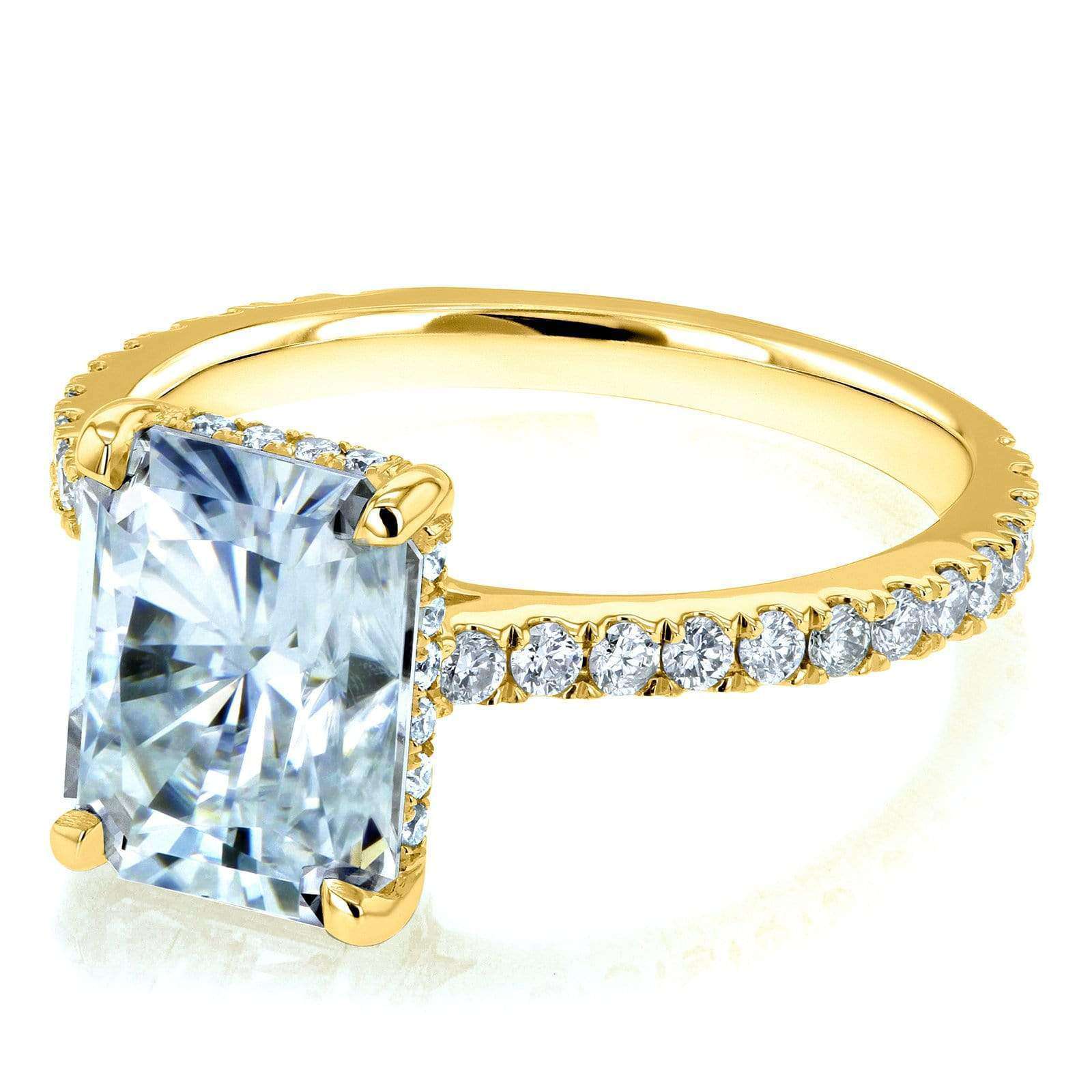 3.1 Carat Moissanite Radiant Drop Halo Tully Ring