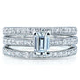 Kobelli Emerald Moissanite and Diamond European Shank Trellis Bridal Set 1 1/6 CTW 14k White Gold, 3 Piece