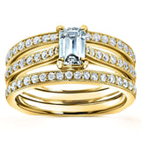 Conjunto de noiva Kobelli Esmeralda Moissanite e Diamante Europeu Shank Trellis 1 1/6 CTW Ouro Amarelo 14k, 3 Peças
