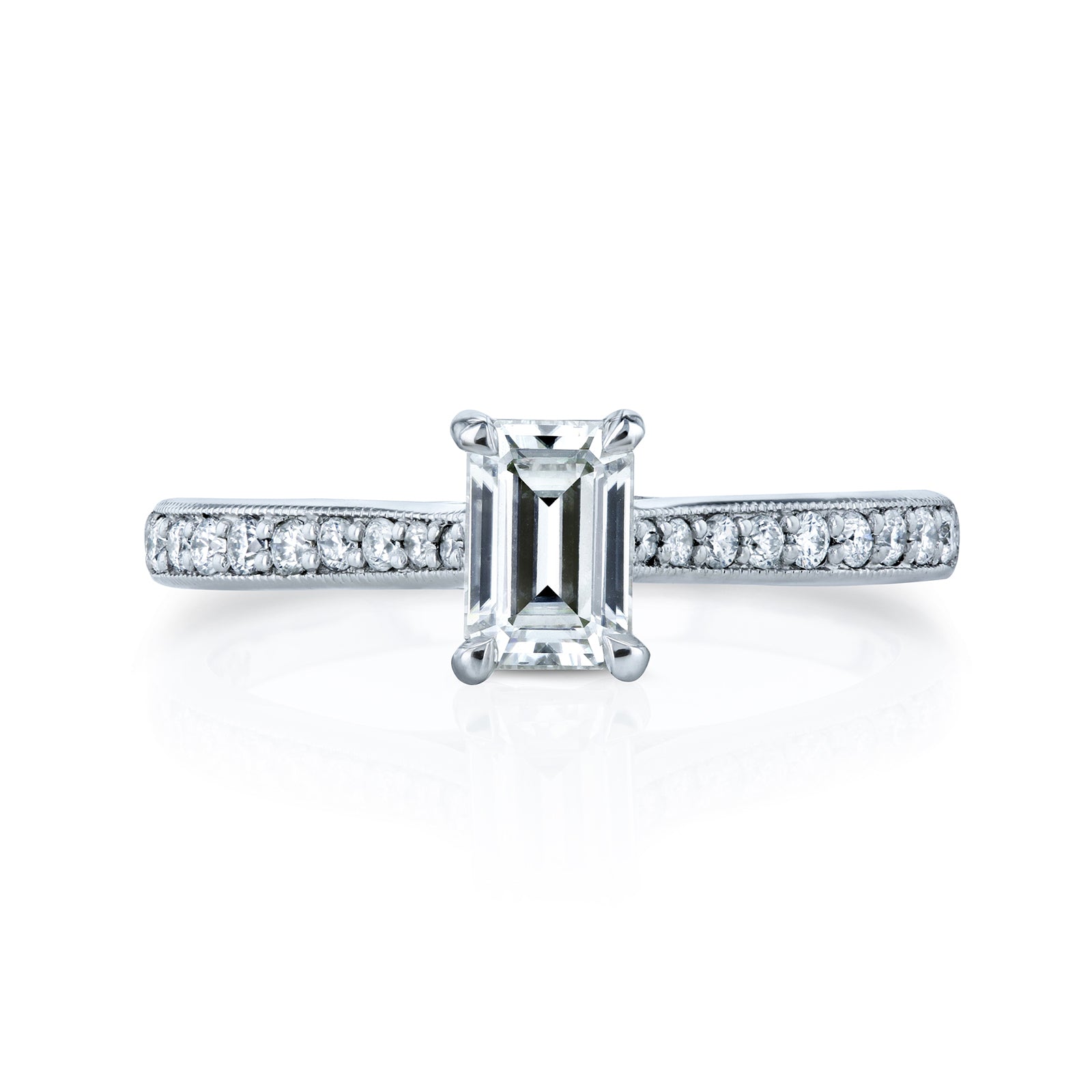0.75 Carat Moissanite Euro Emerald Ring (DEF/VS)