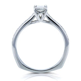 Anel de noivado Kobelli Emerald Moissanite (DEF) e diamante Vintage Trellis 3/4 CTW ouro branco 14k