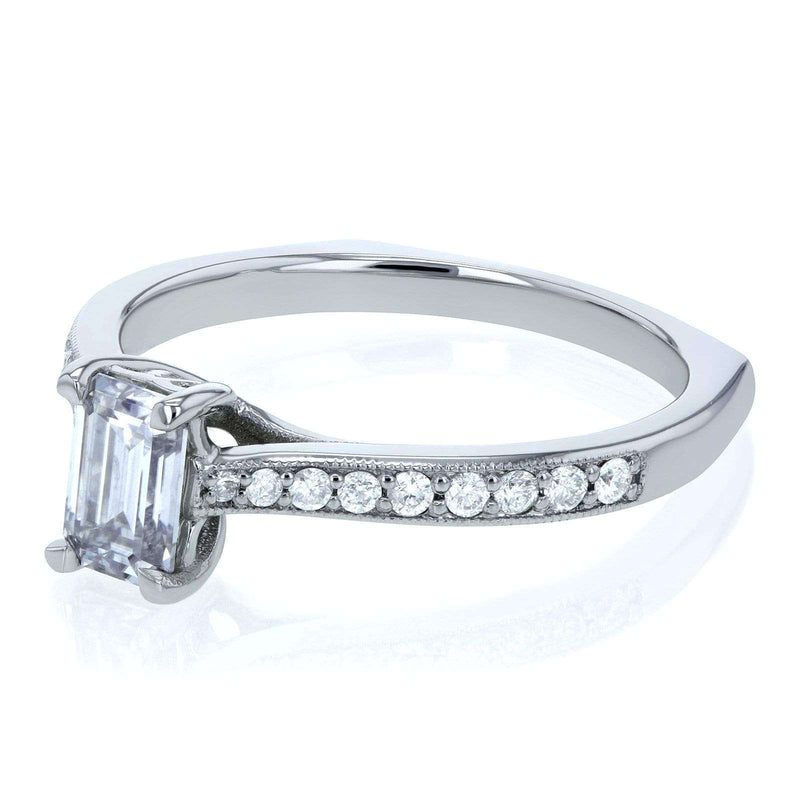Kobelli Emerald Moissanite (DEF) and Diamond Vintage Trellis Engagement Ring 3/4 CTW 14k White Gold