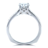 Kobelli Round Moissanite (DEF) and Diamond Vintage Trellis Engagement Ring 1 1/5 CTW 14k White Gold