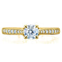 Kobelli Round Moissanite and Diamond Square Shank Trellis Engagement Ring 5/8 CTW 14k Yellow Gold (DEF/VS, GH/I)