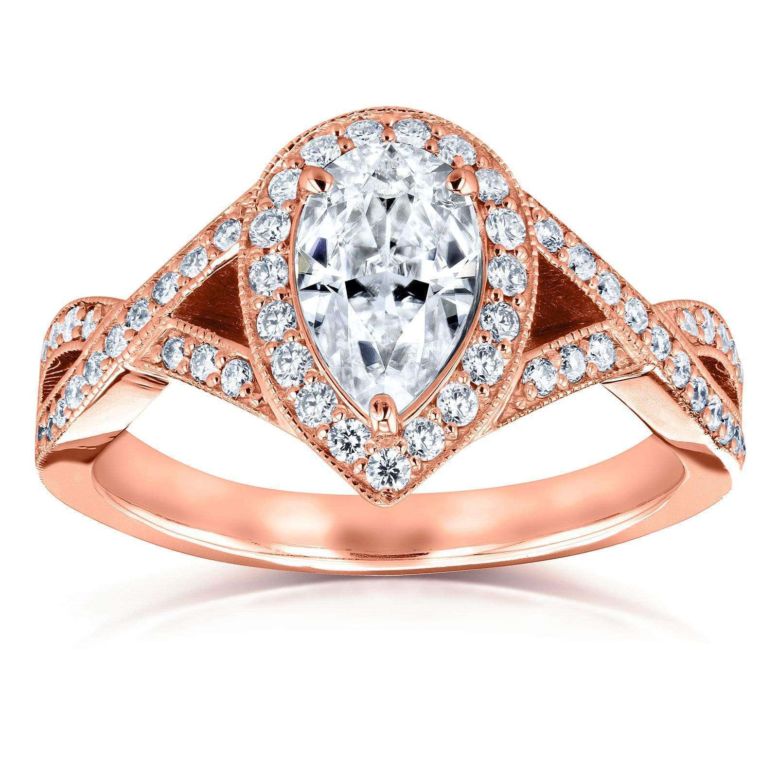 pear halo in rose gold