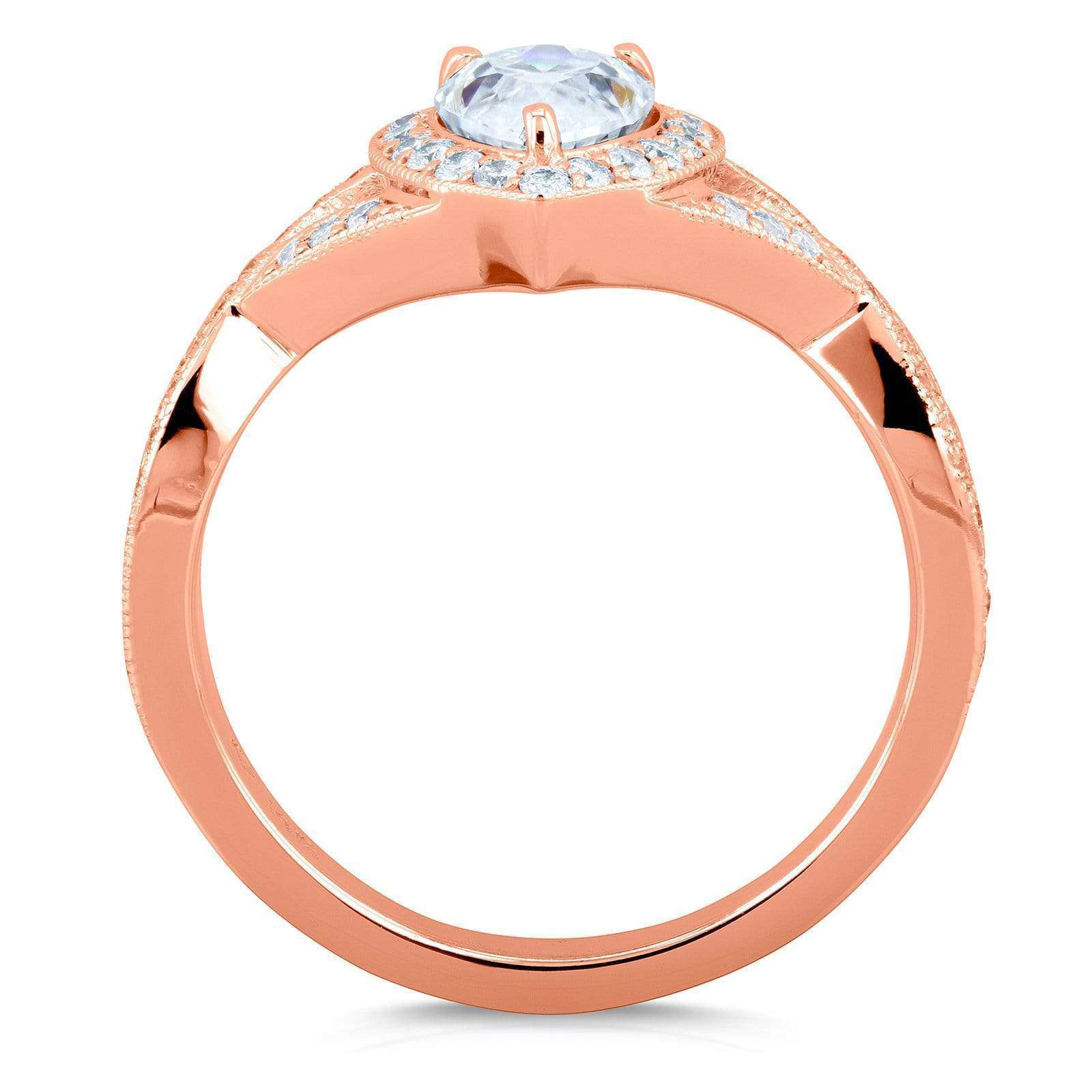low center setting in rose gold