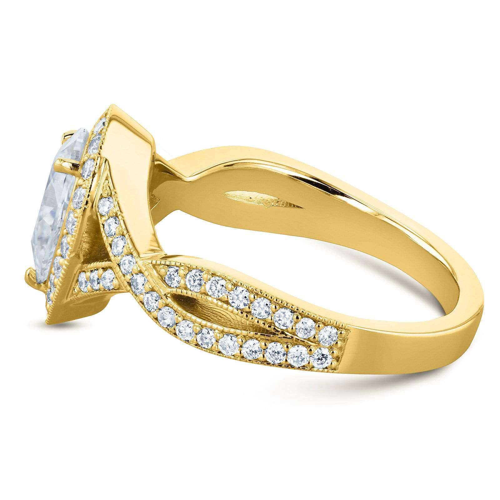 side angle of cross shank in yellow gold