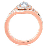 Kobelli Forever One Moissanite and Diamond Pear Halo Bridal Set 1 1/2 CTW 14k Rose Gold